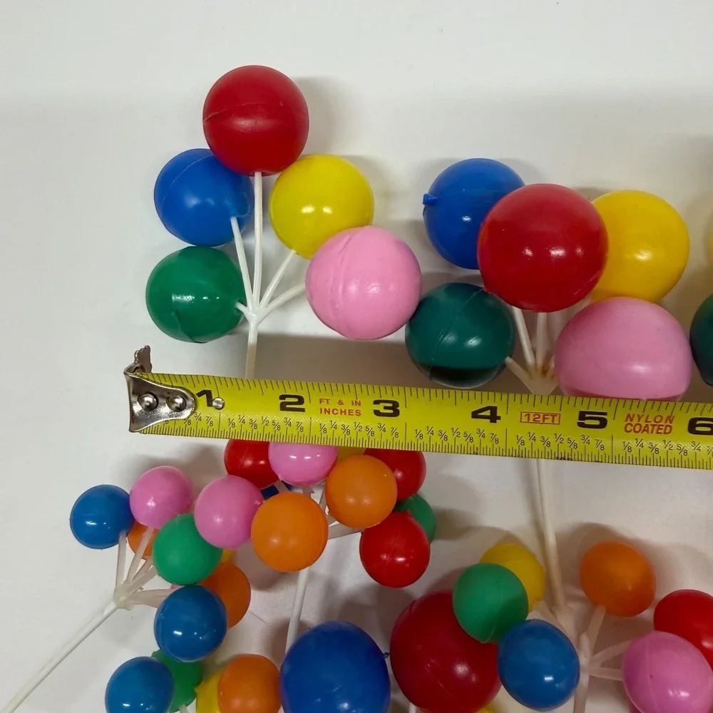 Vintage Plastic Balloon Cake Toppers Multicolor Party Decorations 12 Count Used